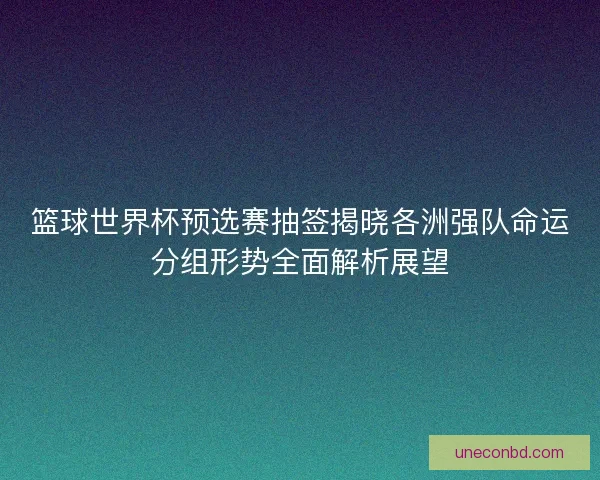 篮球世界杯预选赛抽签揭晓各洲强队命运分组形势全面解析展望